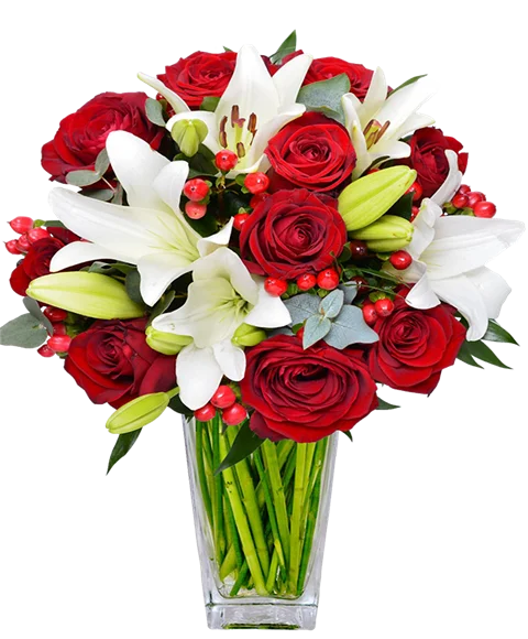 Bouquet compatto di rose rosse