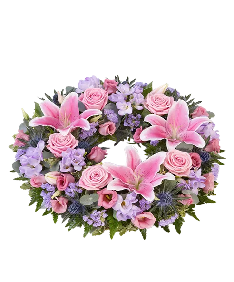 Corona Funebre Rosa e Lilla