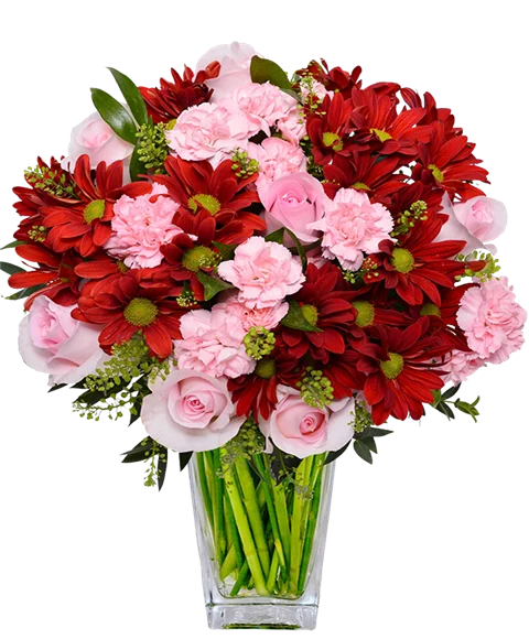 Bouquet di rose e garofani rosa