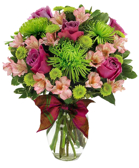 Bouquet sui toni del fucsia, rosa e verde