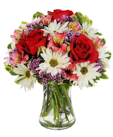 Bouquet toni bianco, rosso e lilla