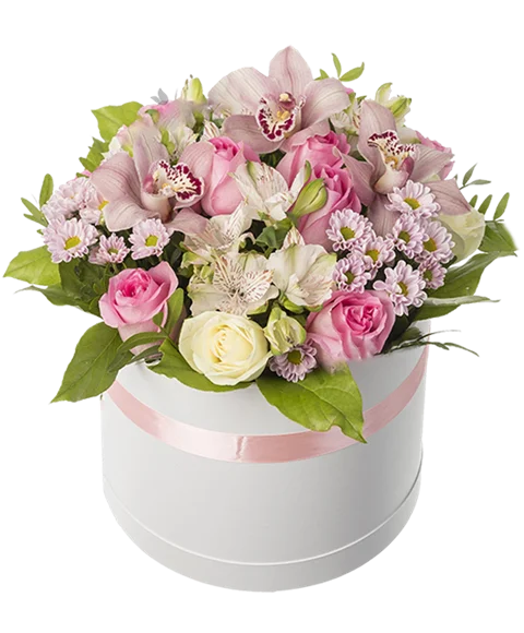 Composizione di Fiori toni Rosa e Bianco
