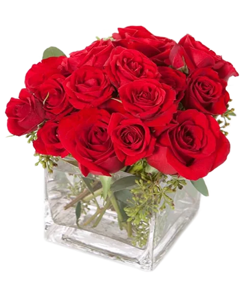 Composizione Compatta di Rose Rosse