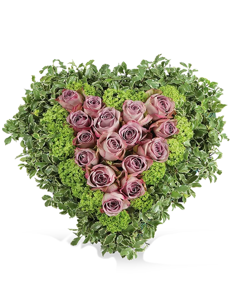 Cuore per Lutto Rose Rosa e Verde