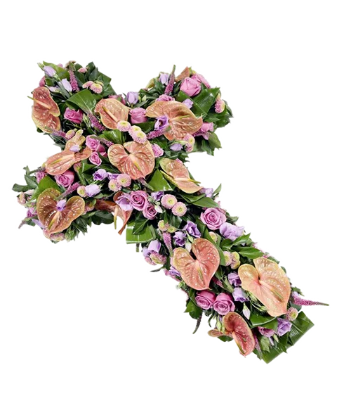Croce per Defunto Anthurium e Rose