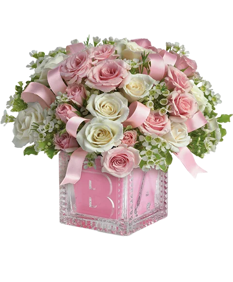 Composizione di Rose Rosa e Bianco