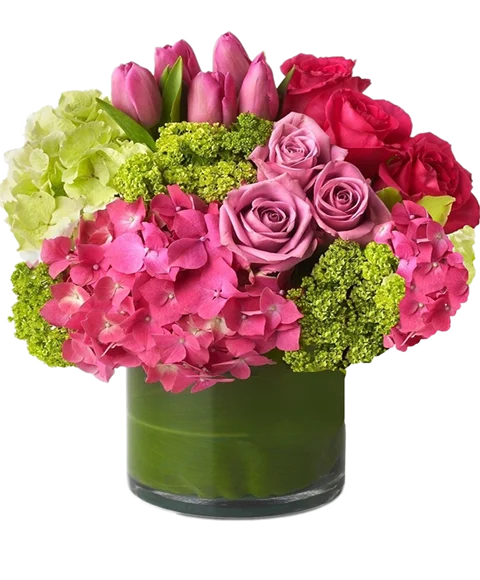 Composizione di Rose e Ortensie