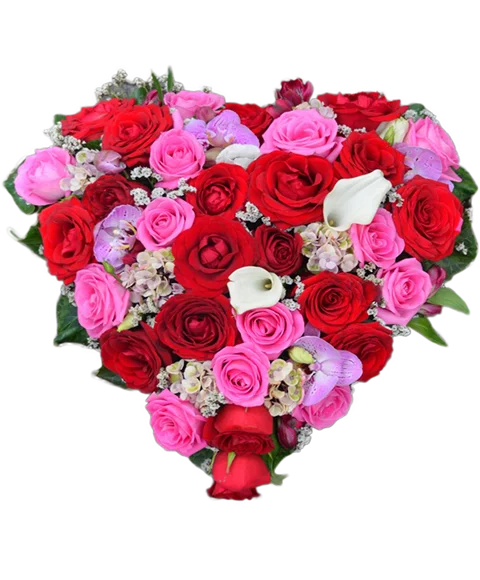 Composizione di Rose a Forma di Cuore