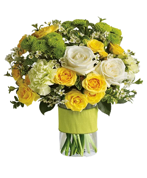Bouquet di Rose Bianche e Gialle